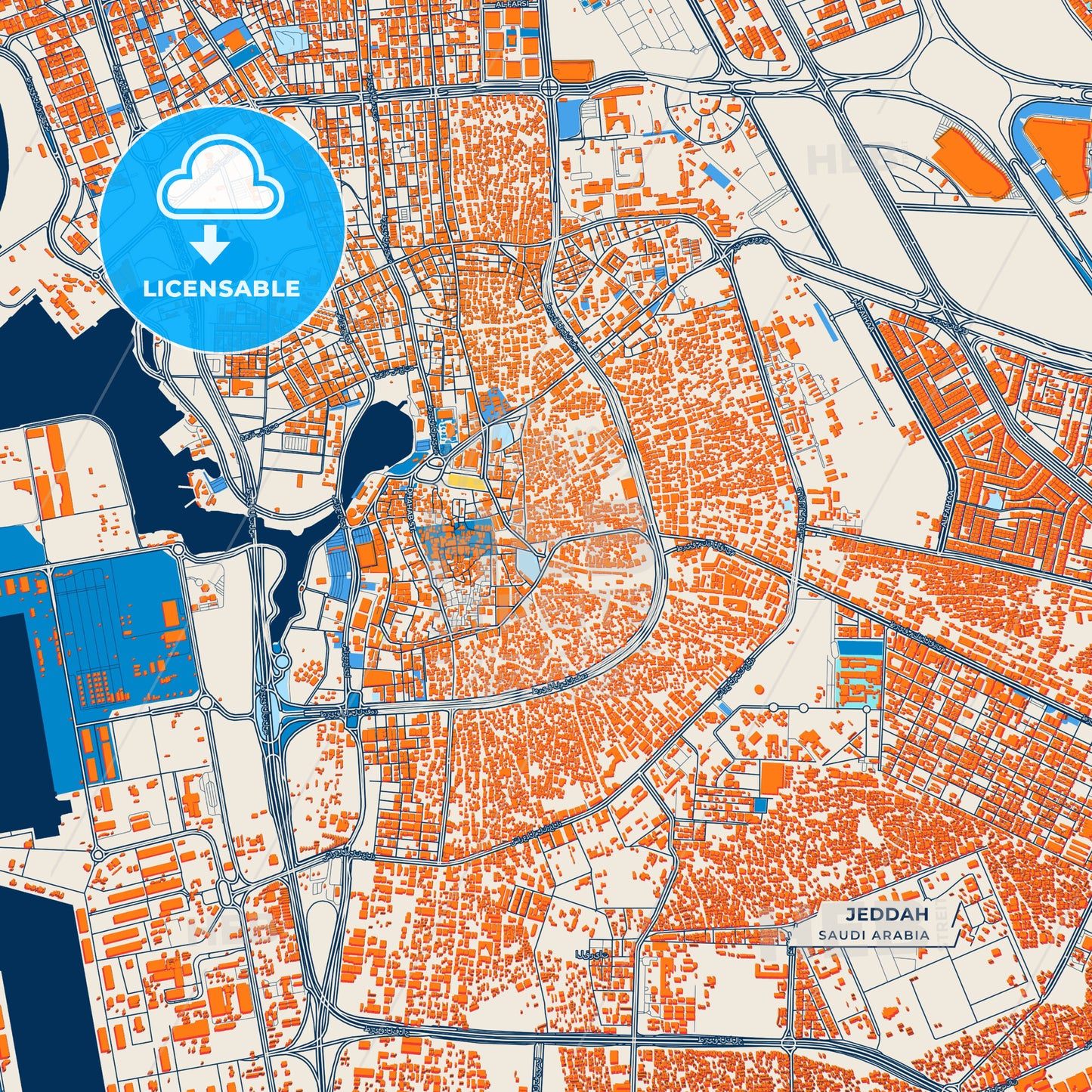 Canvas Print Template of Jeddah Street Map