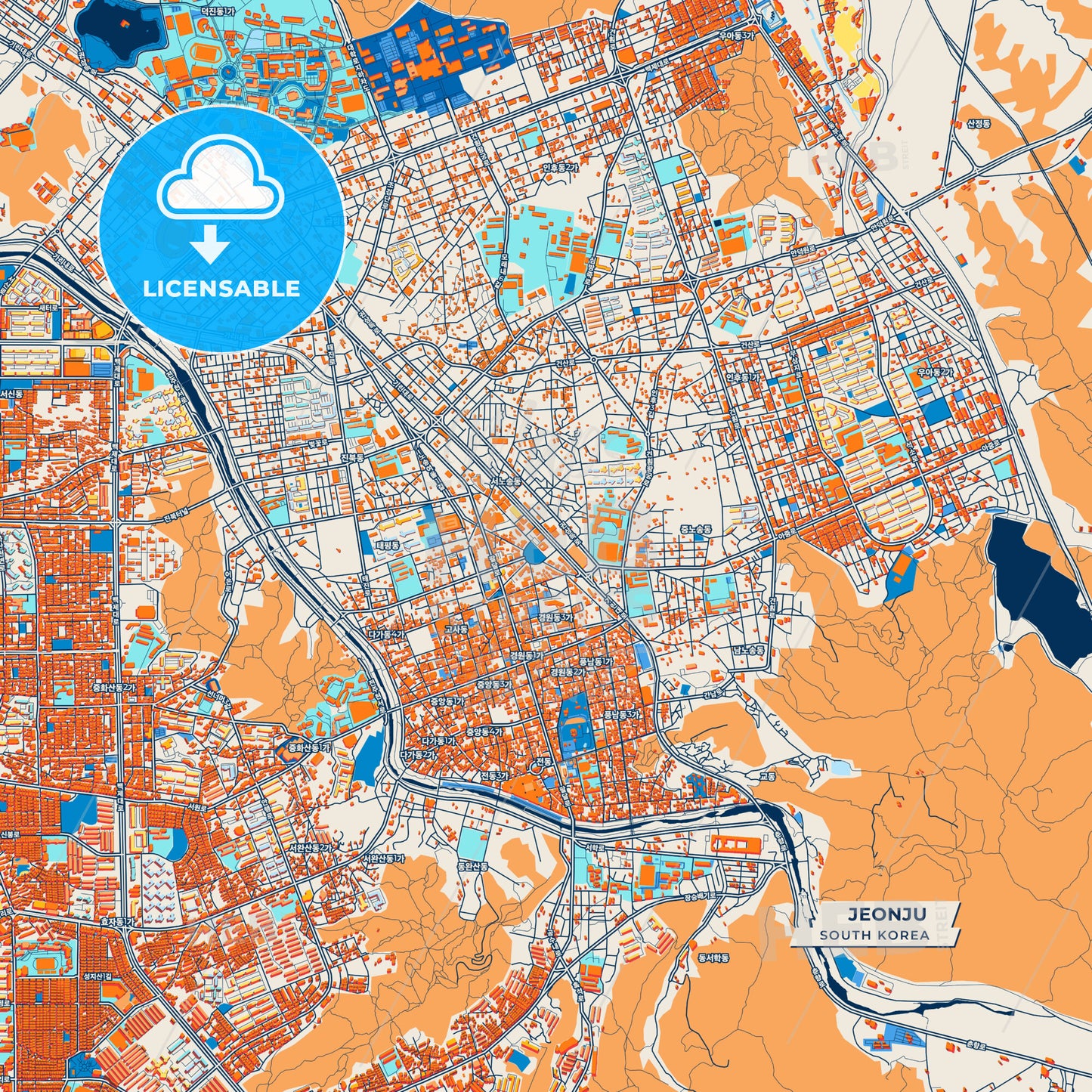 Canvas Print Template of Jeonju Street Map