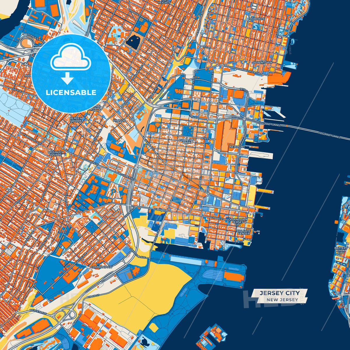 Canvas Print Template of Jersey City Street Map