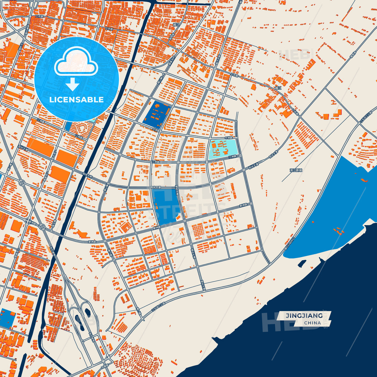 Canvas Print Template of Jingjiang Street Map