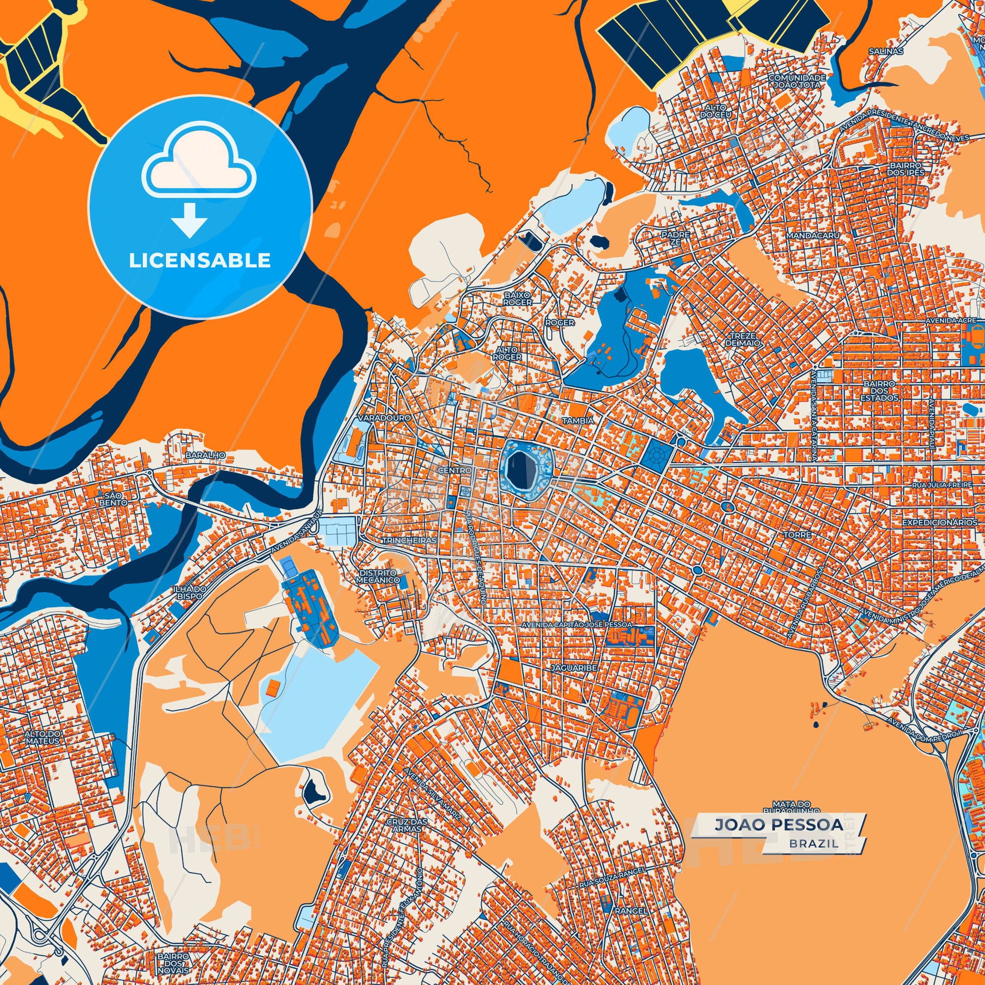 Canvas Print Template of Joao Pessoa Street Map