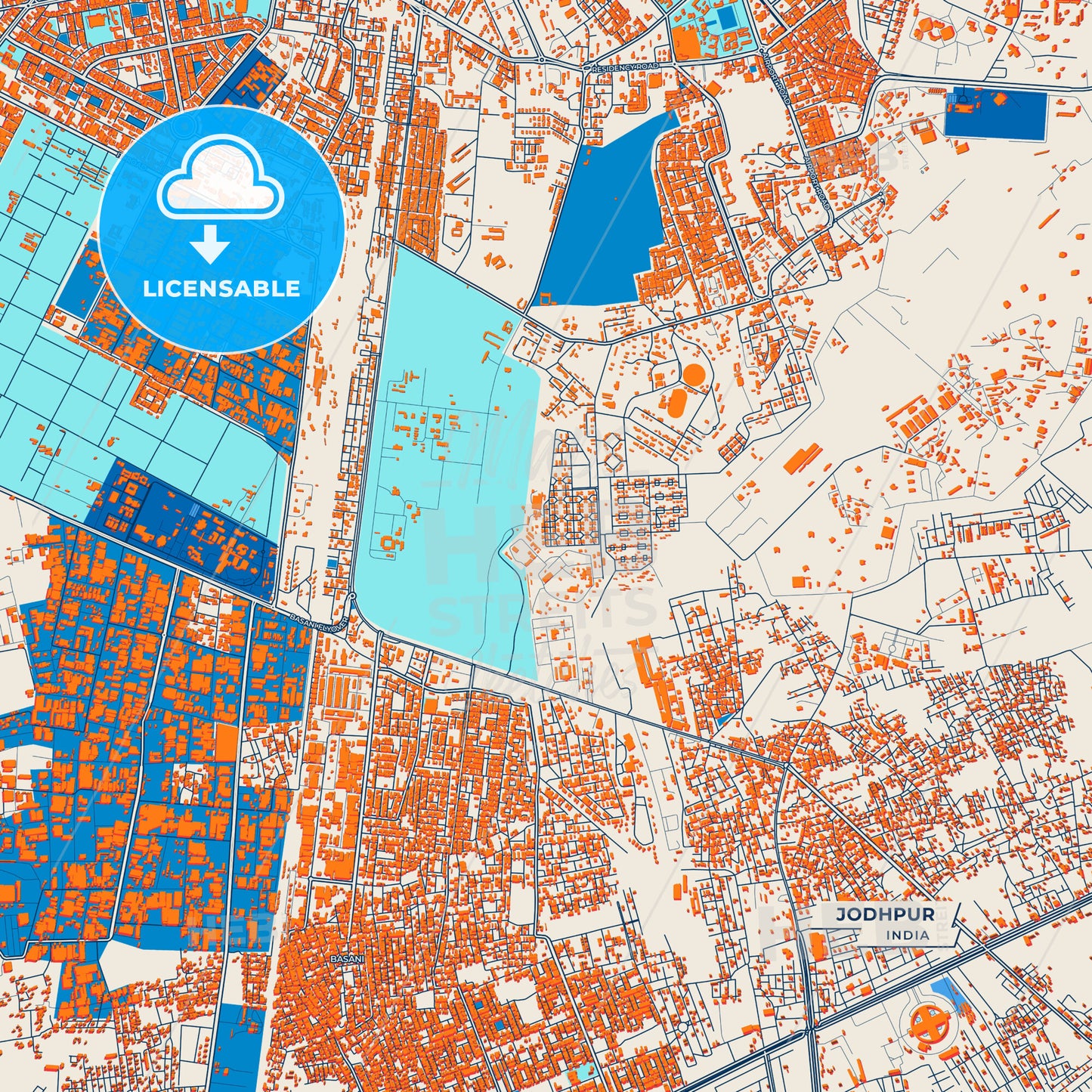 Canvas Print Template of Jodhpur Street Map
