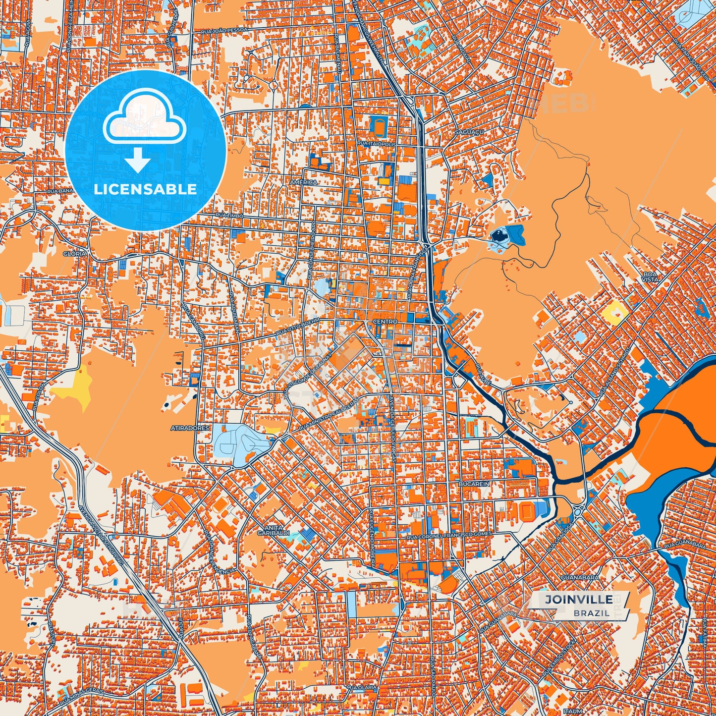 Canvas Print Template of Joinville Street Map