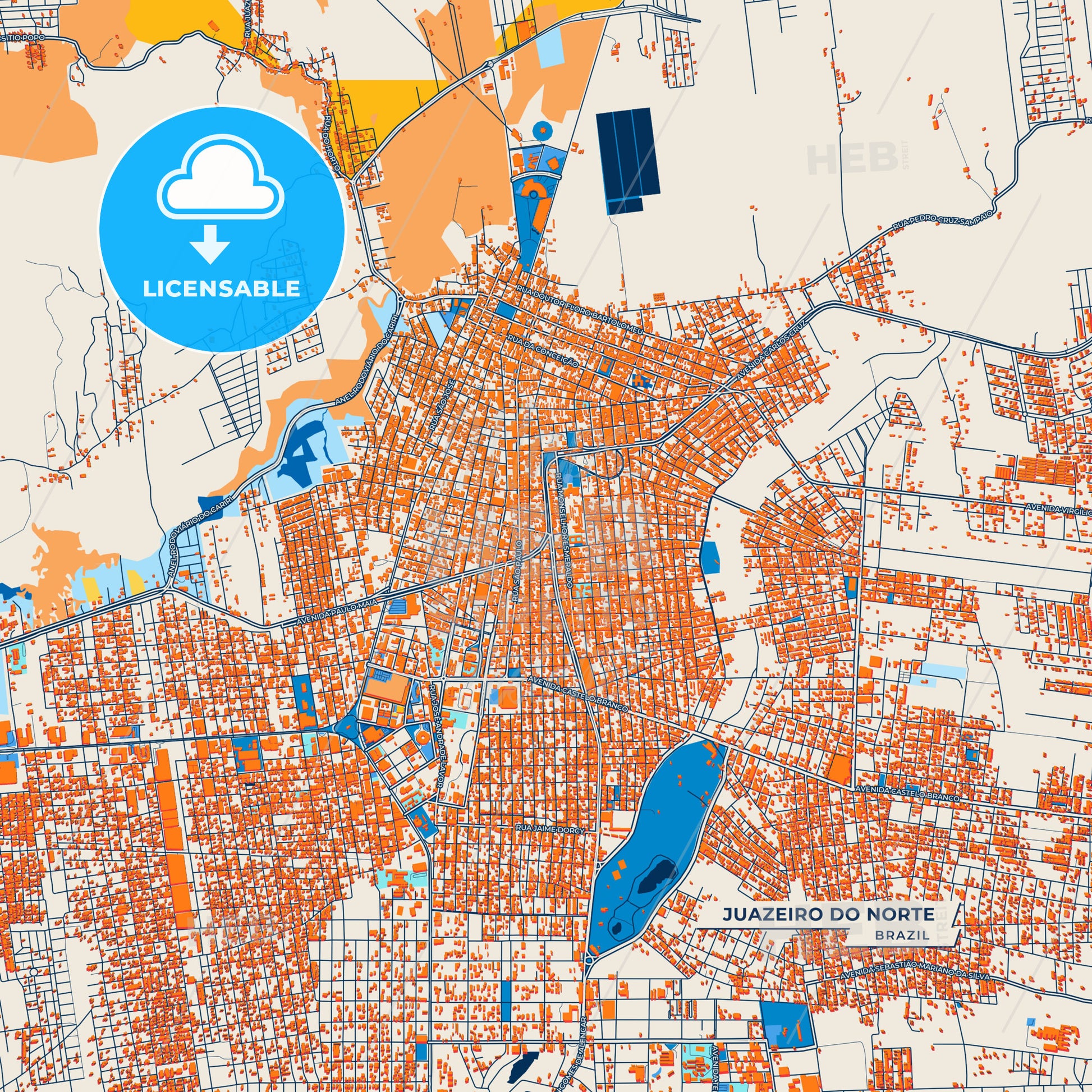 Canvas Print Template of Juazeiro do Norte Street Map