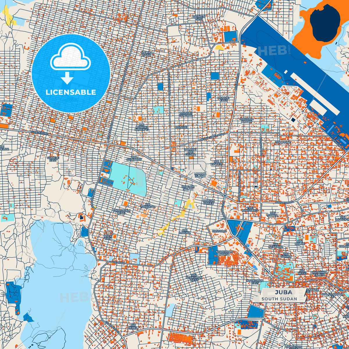 Canvas Print Template of Juba Street Map