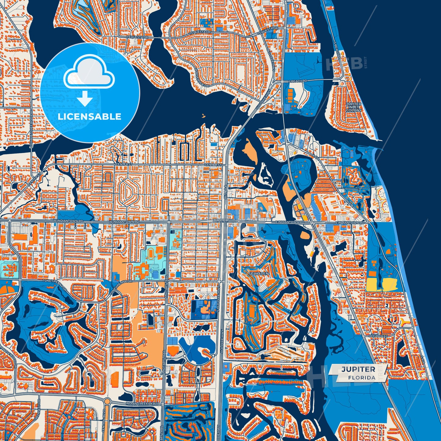 Canvas Print Template of Jupiter Street Map