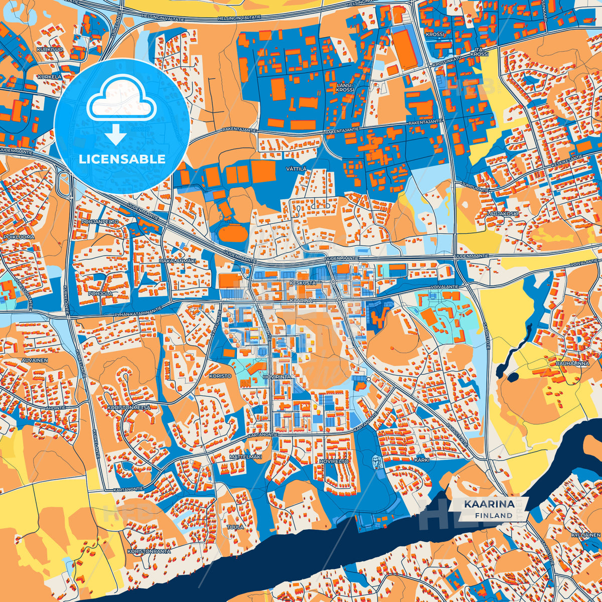 Canvas Print Template of Kaarina Street Map