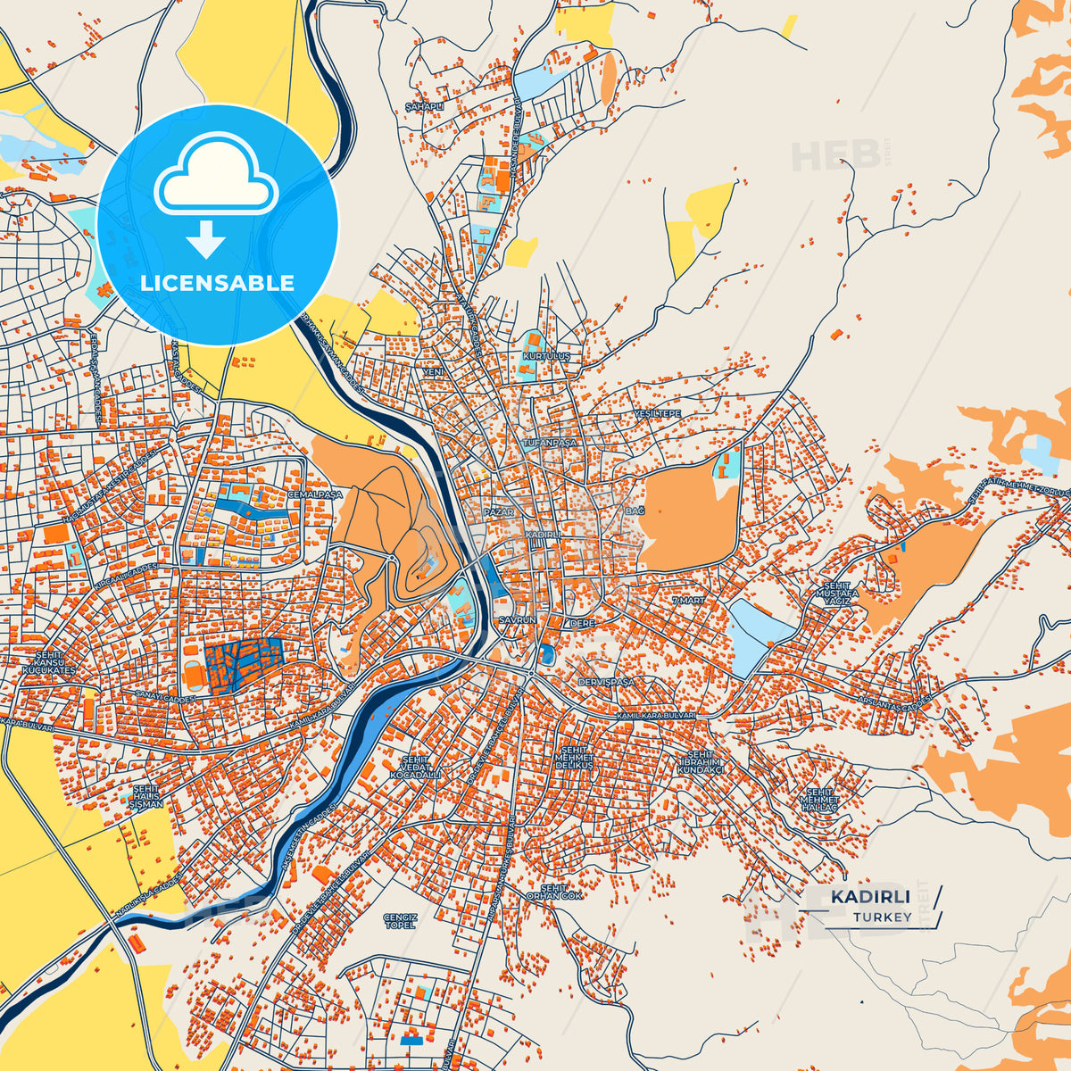 Canvas Print Template of Kadirli Street Map