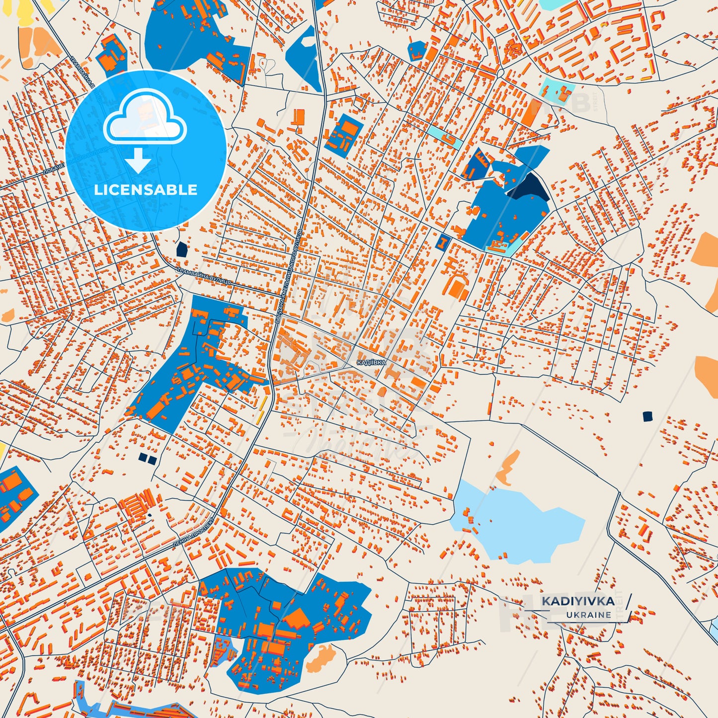 Canvas Print Template of Kadiyivka Street Map