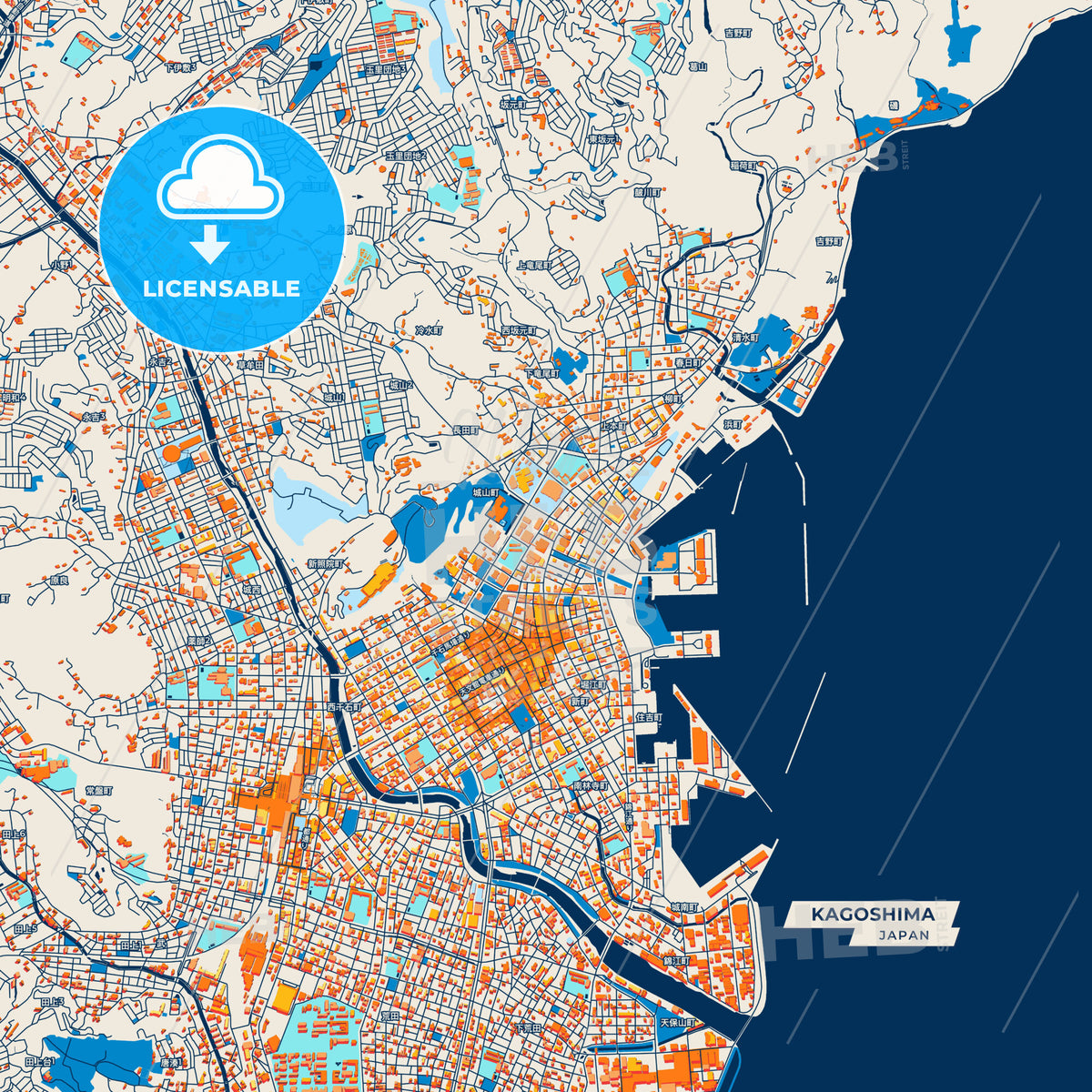 Canvas Print Template of Kagoshima Street Map