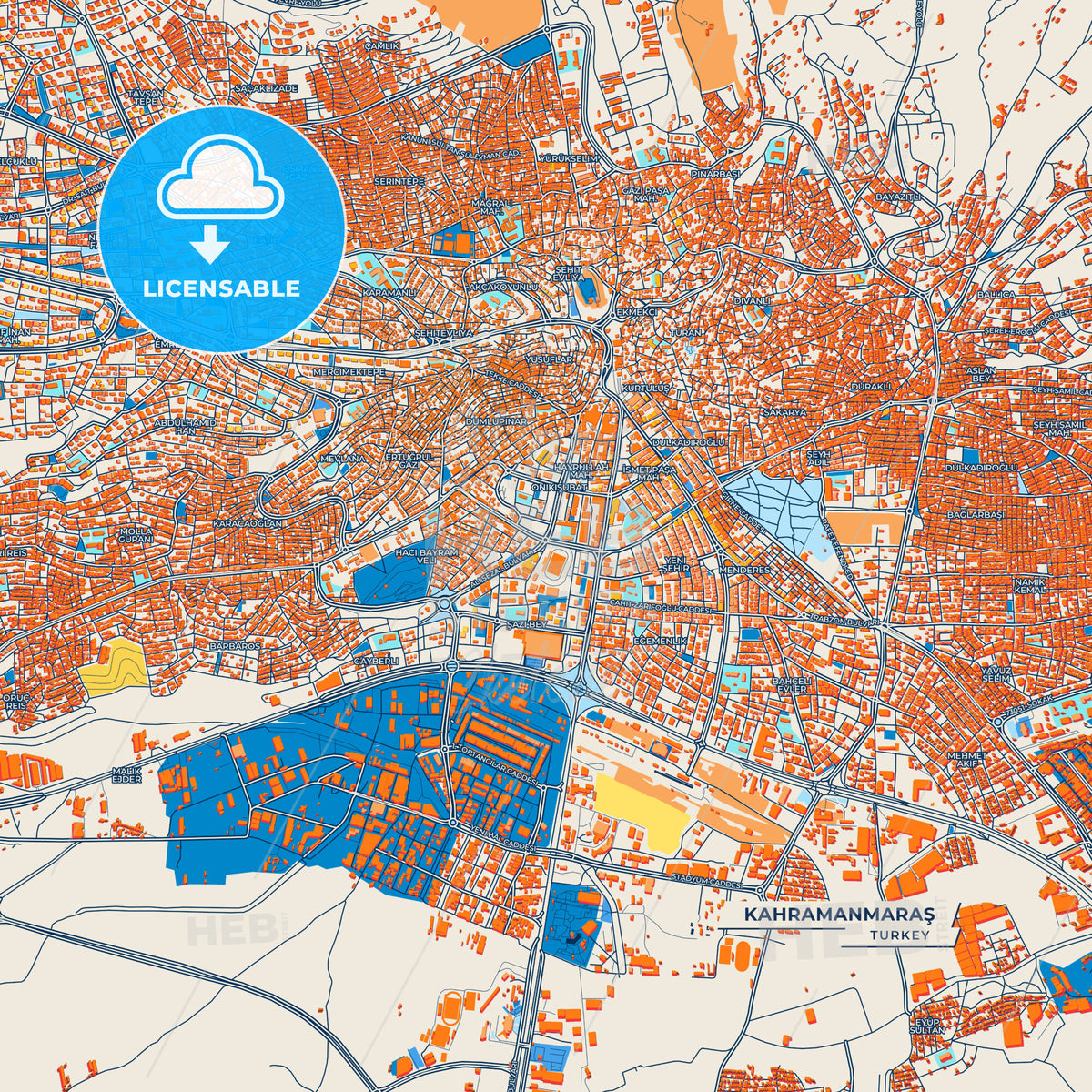 Canvas Print Template of Kahramanmaraş Street Map