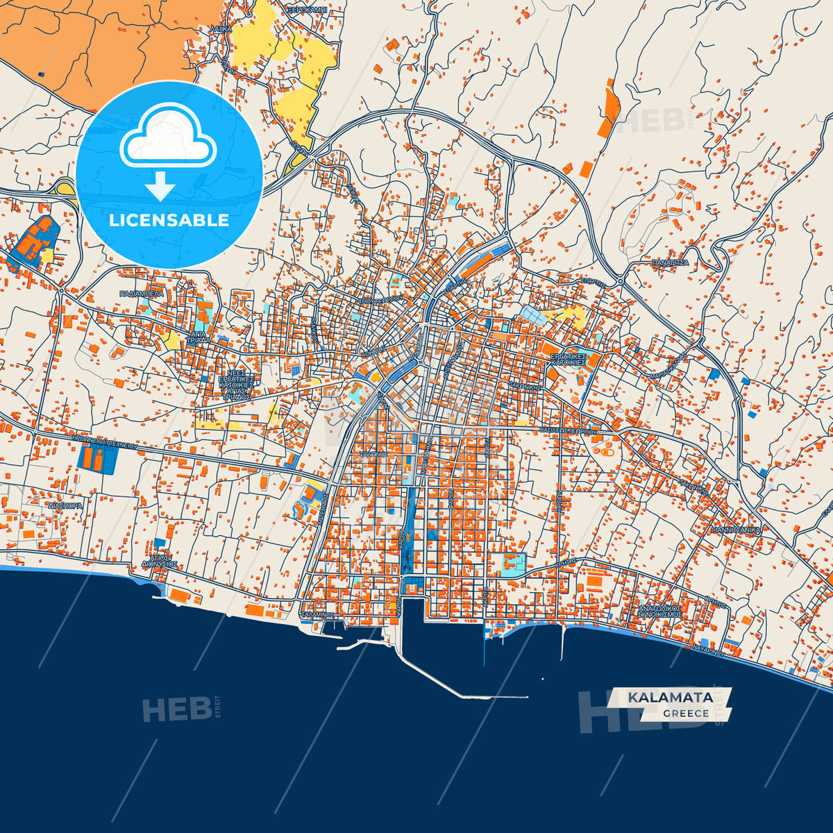 Canvas Print Template of Kalamata Street Map