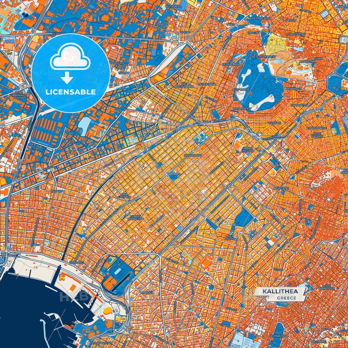 Canvas Print Template of Kallithea Street Map