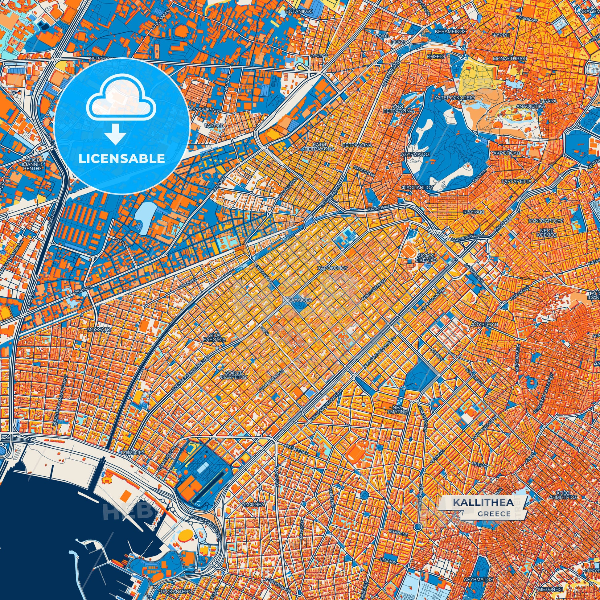 Canvas Print Template of Kallithea Street Map