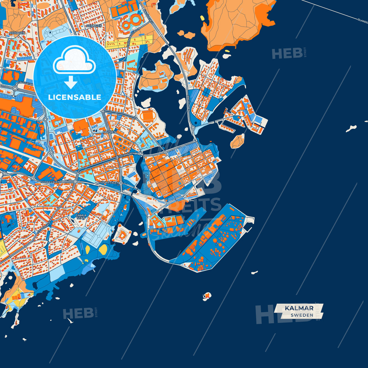 Canvas Print Template of Kalmar Street Map
