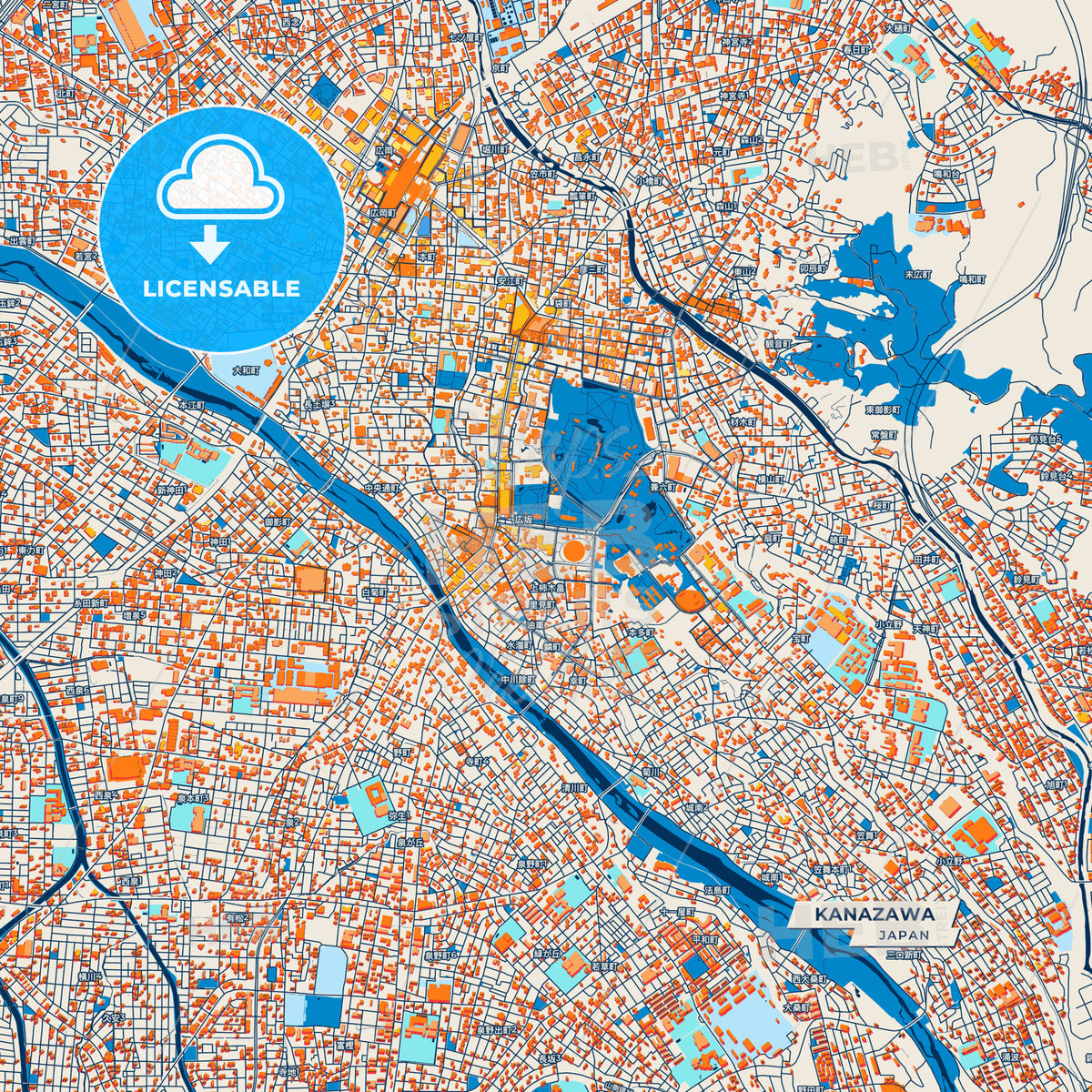 Canvas Print Template of Kanazawa Street Map