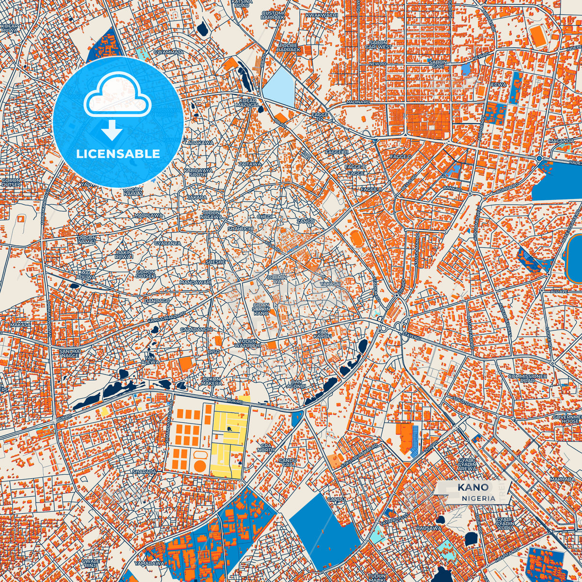 Canvas Print Template of Kano Street Map