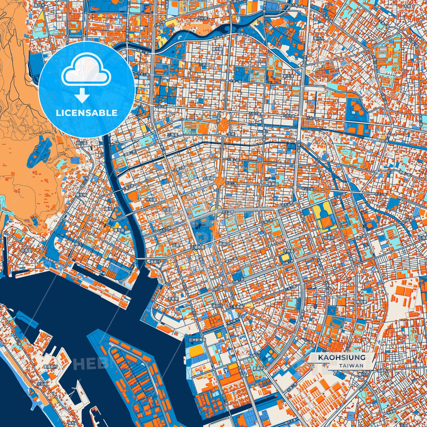Canvas Print Template of Kaohsiung Street Map