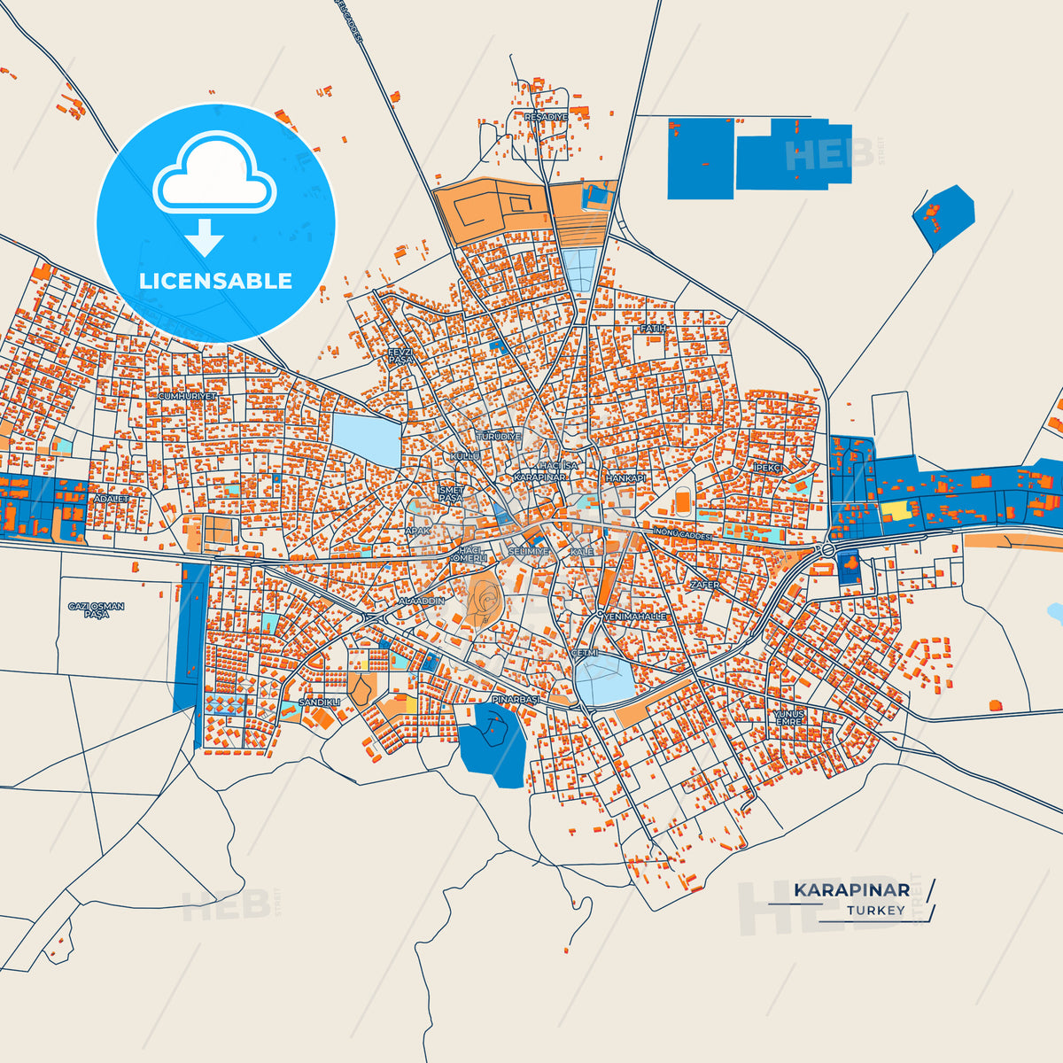 Canvas Print Template of Karapınar Street Map