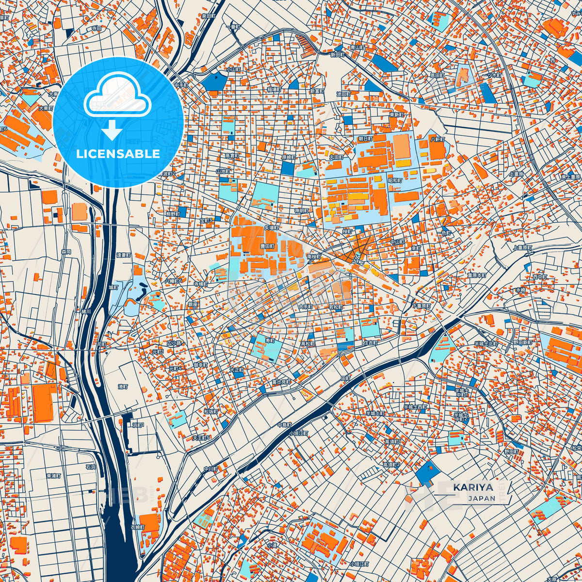 Canvas Print Template of Kariya Street Map