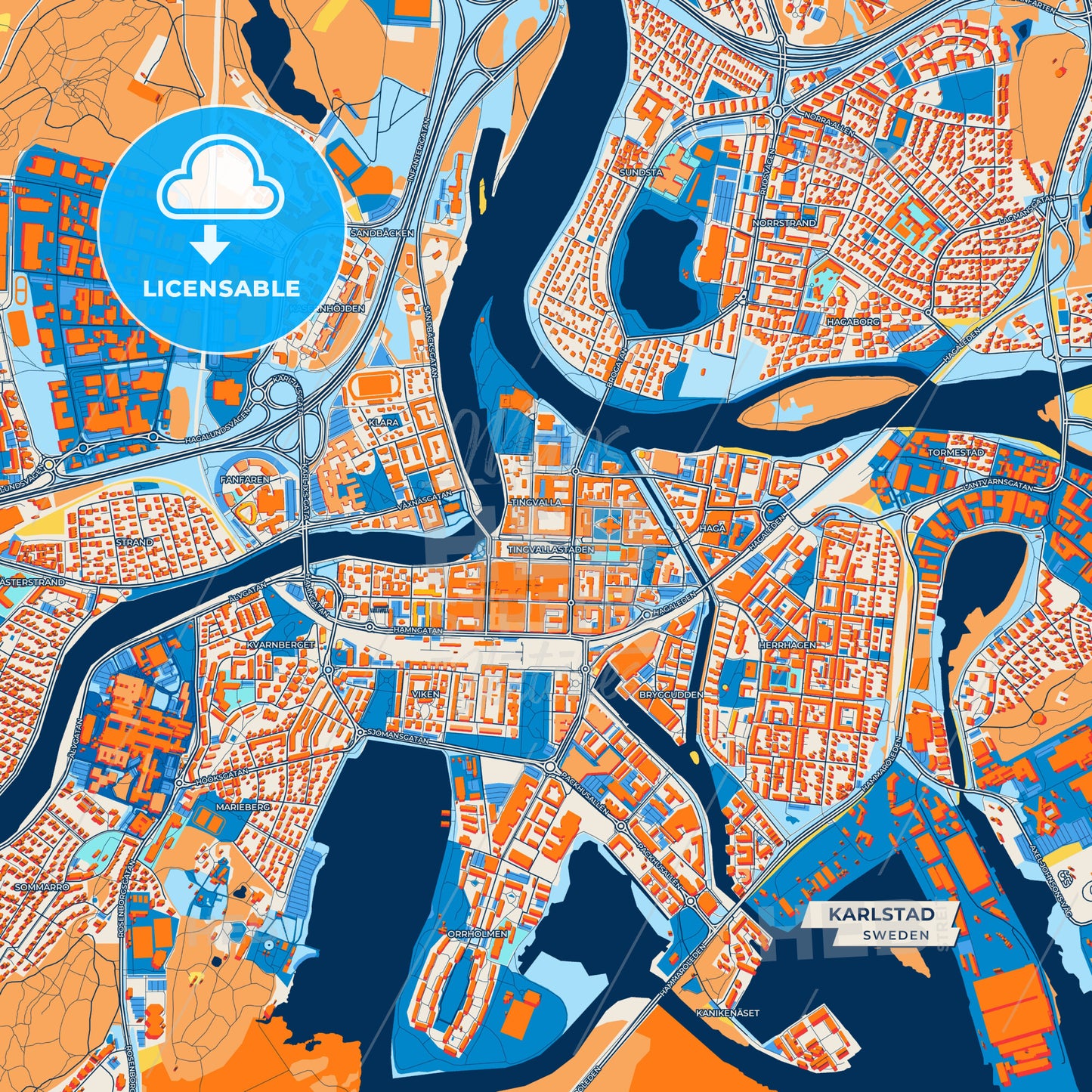 Canvas Print Template of Karlstad Street Map