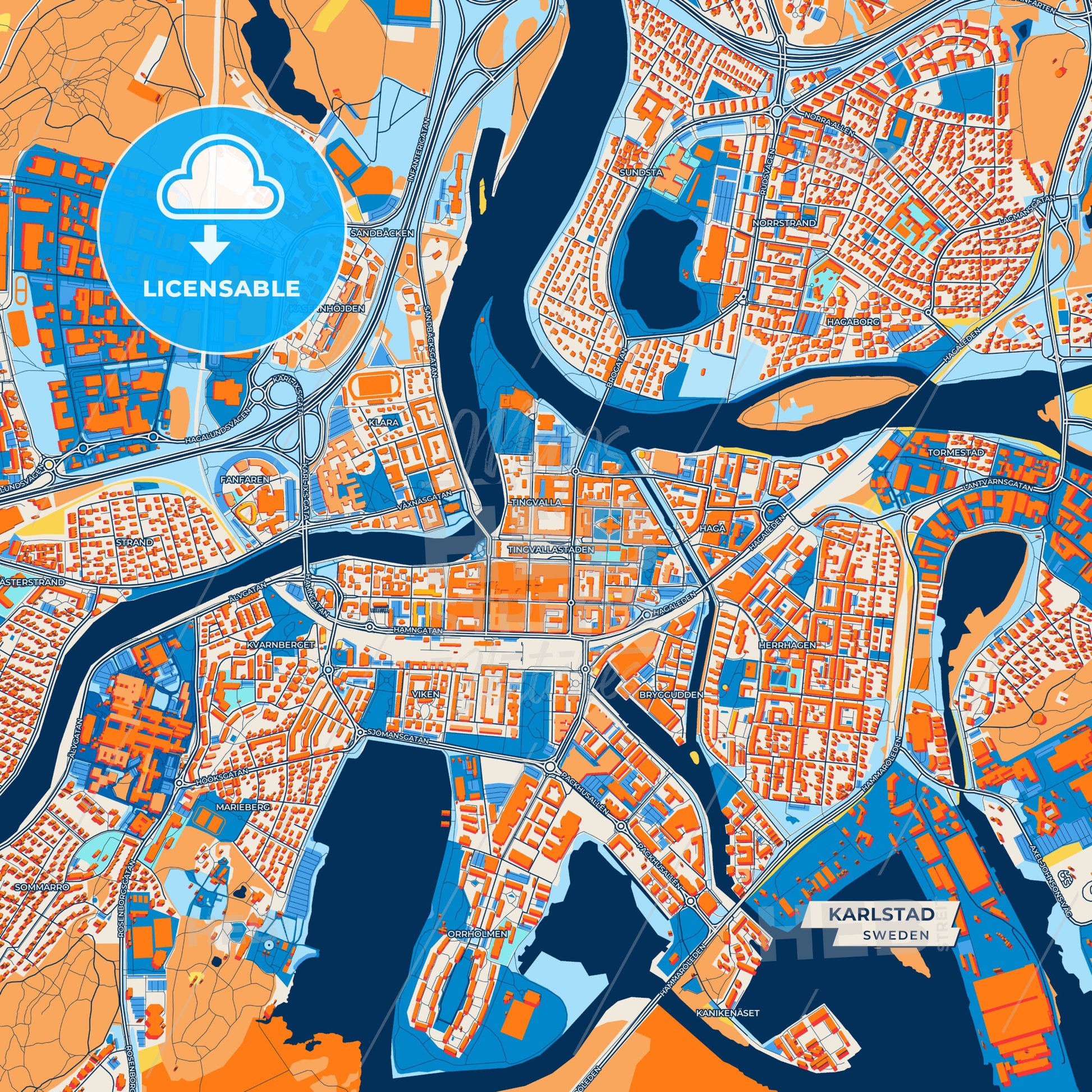 Canvas Print Template of Karlstad Street Map