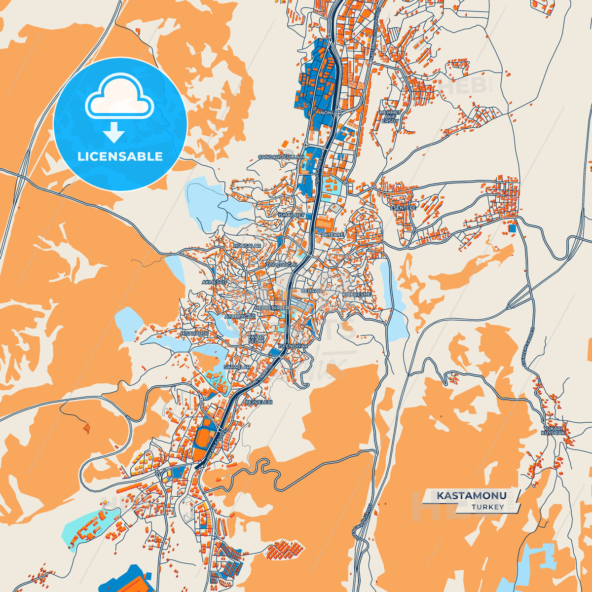 Canvas Print Template of Kastamonu Street Map