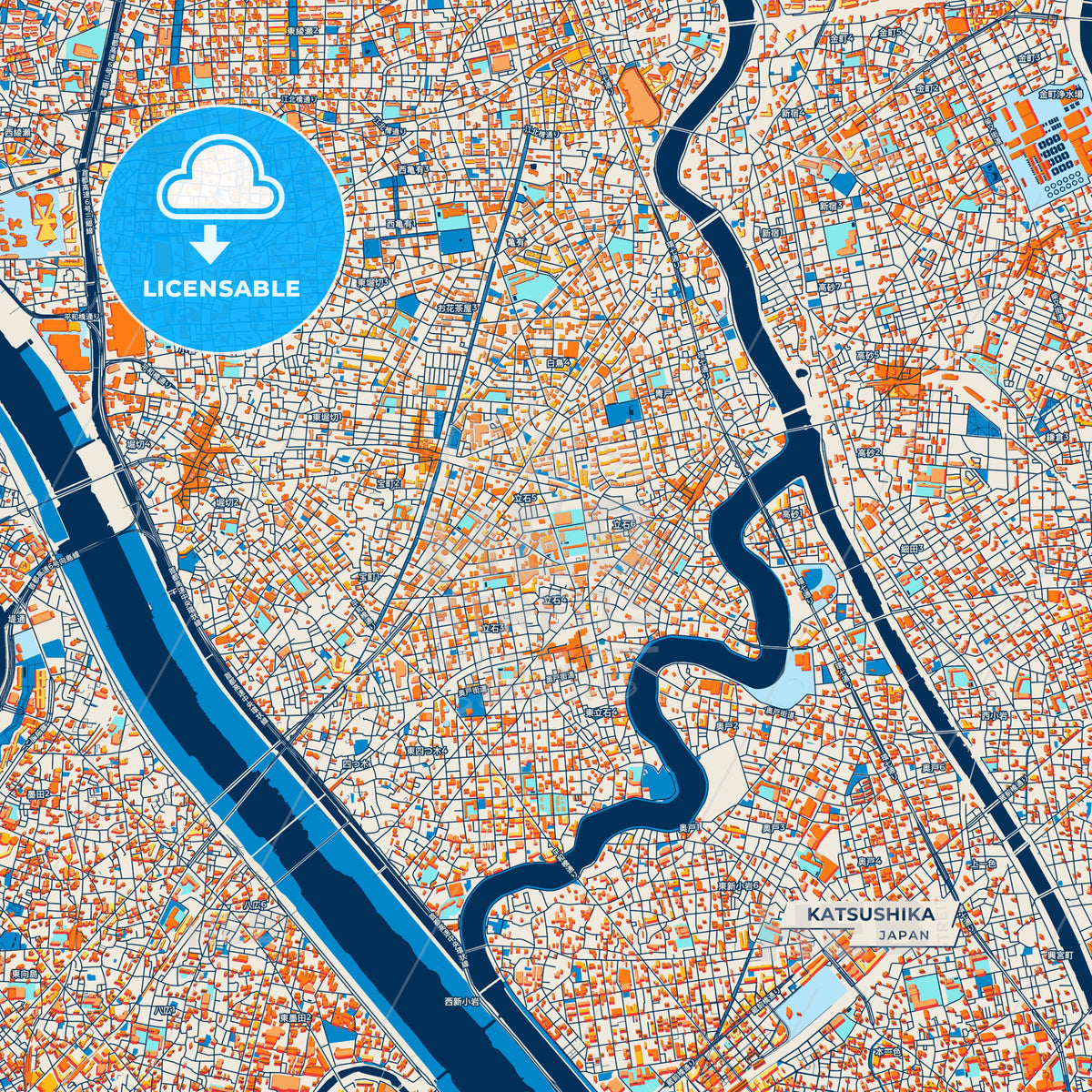 Canvas Print Template of Katsushika Street Map
