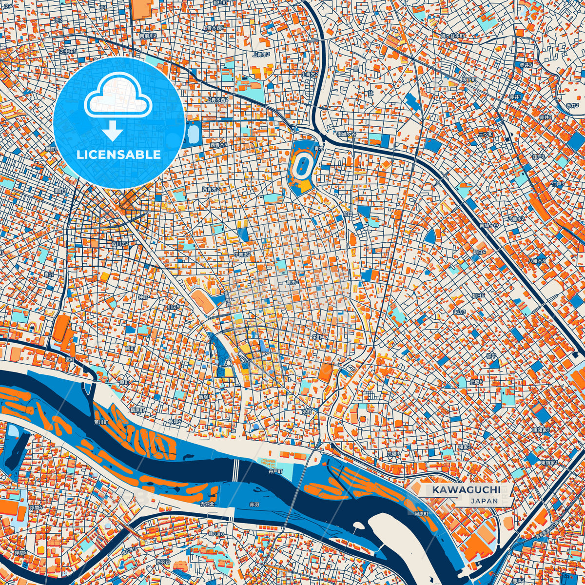 Canvas Print Template of Kawaguchi Street Map