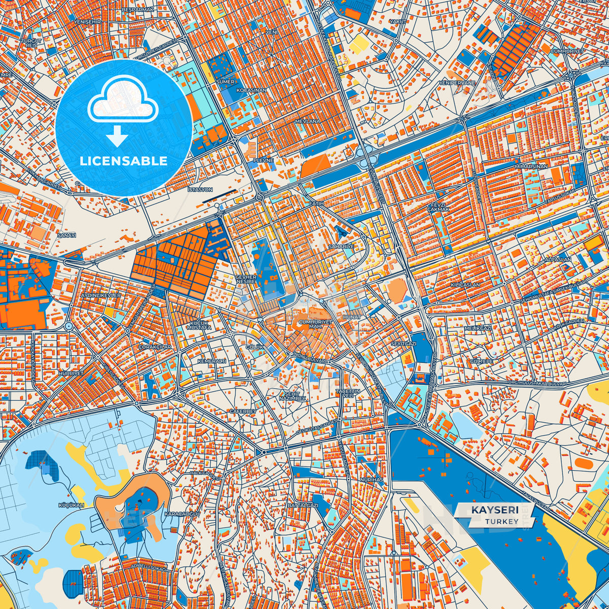 Canvas Print Template of Kayseri Street Map