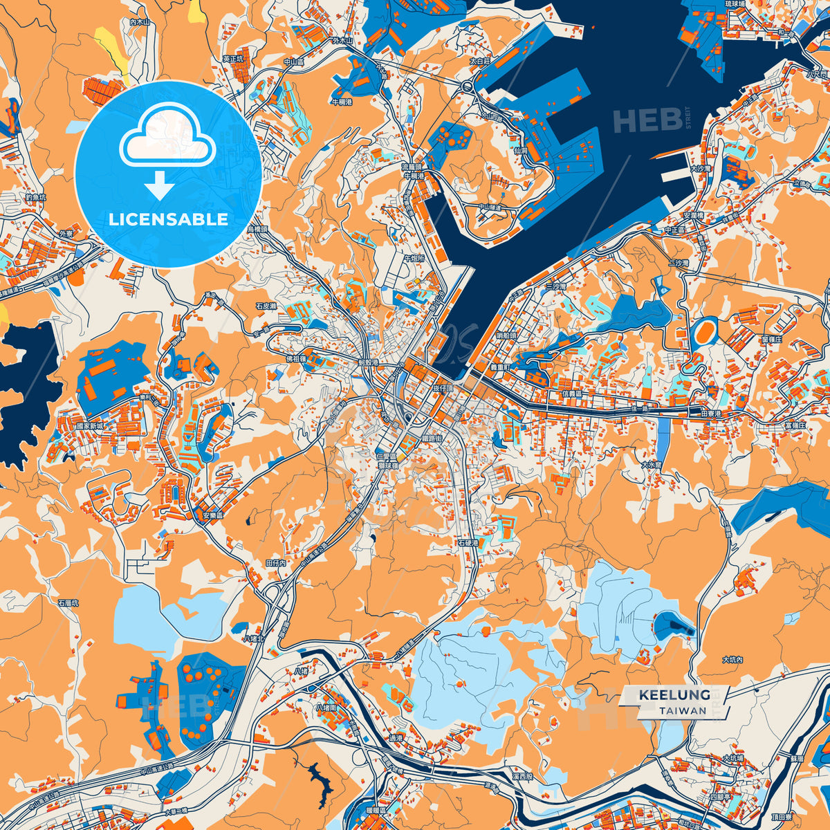 Canvas Print Template of Keelung Street Map