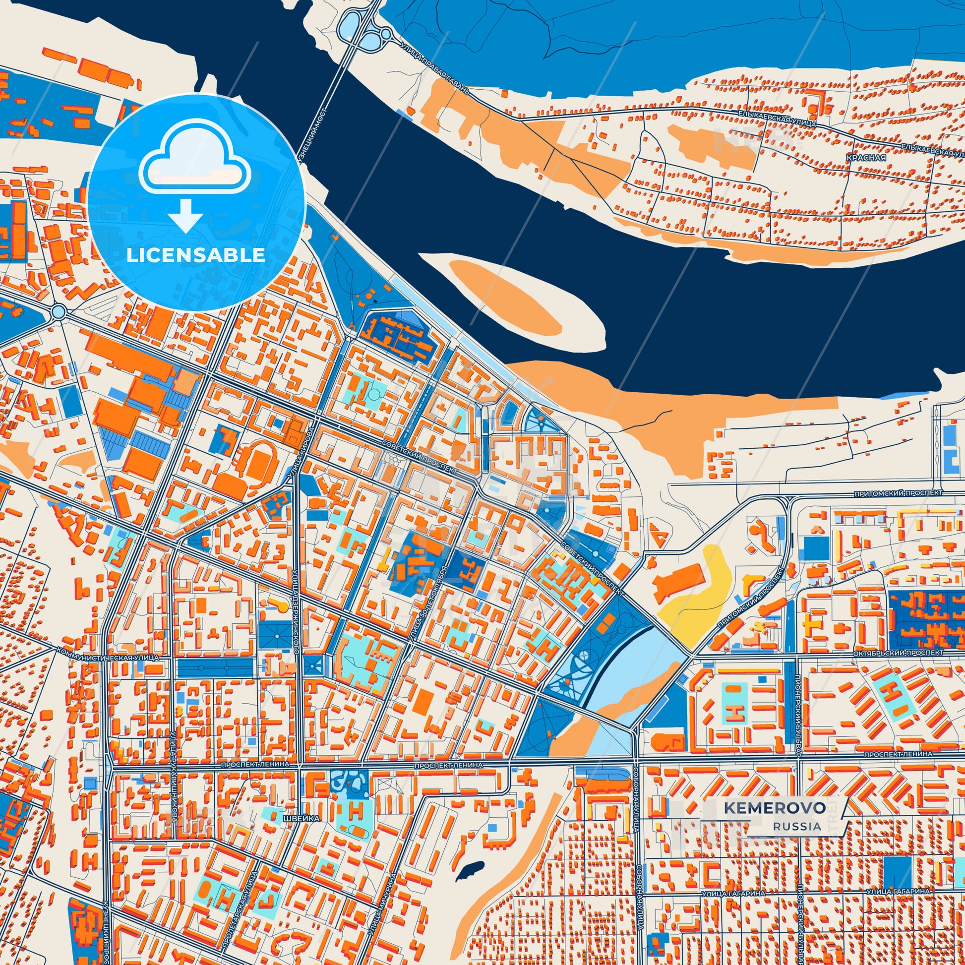 Canvas Print Template of Kemerovo Street Map
