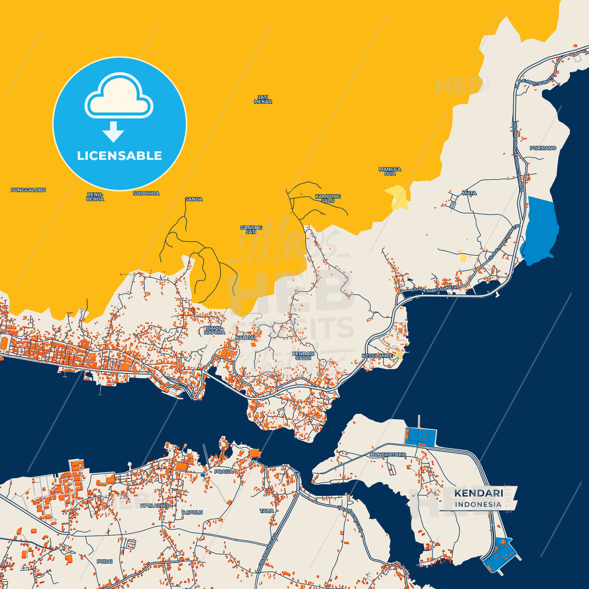 Canvas Print Template of Kendari Street Map