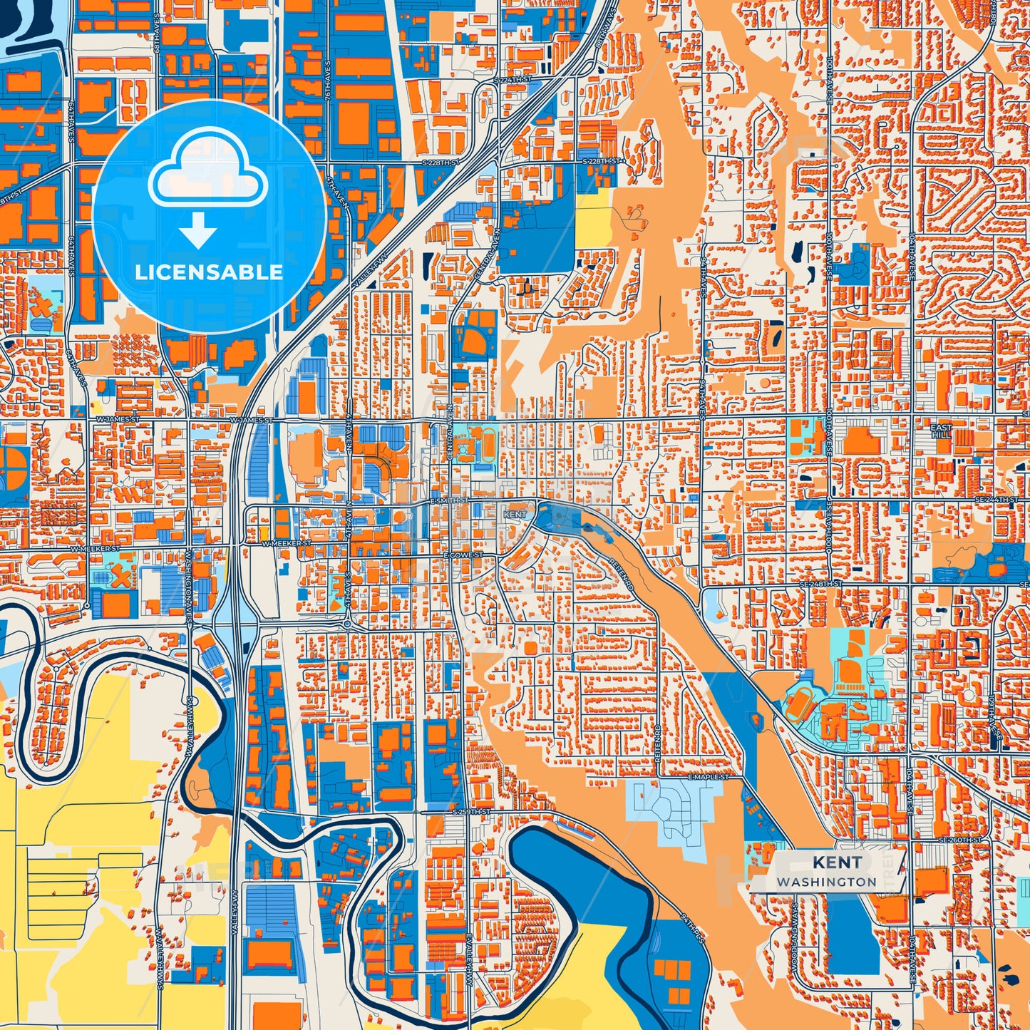 Canvas Print Template of Kent Street Map