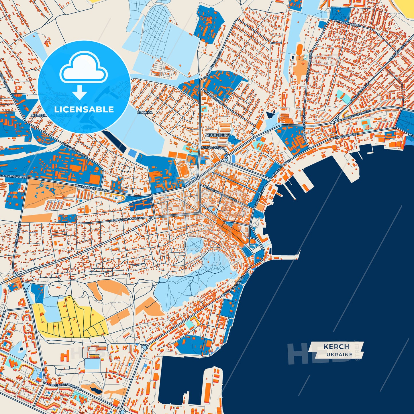Canvas Print Template of Kerch Street Map
