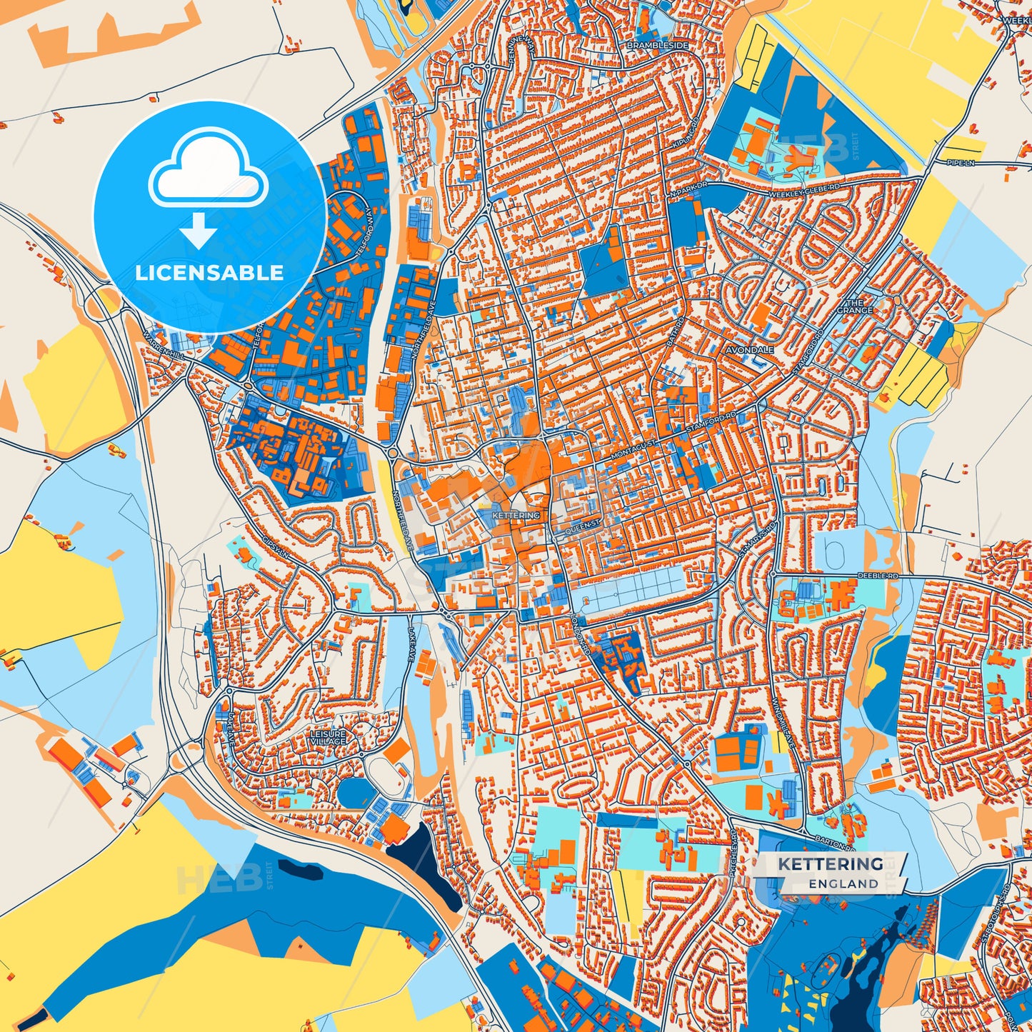 Canvas Print Template of Kettering Street Map