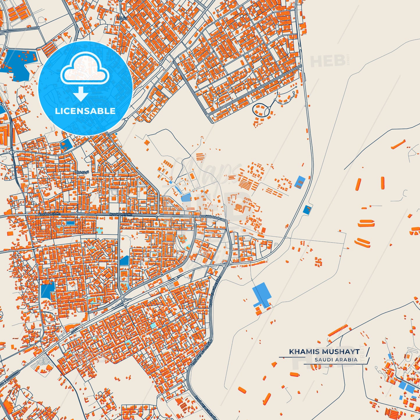 Canvas Print Template of Khamis Mushayt Street Map