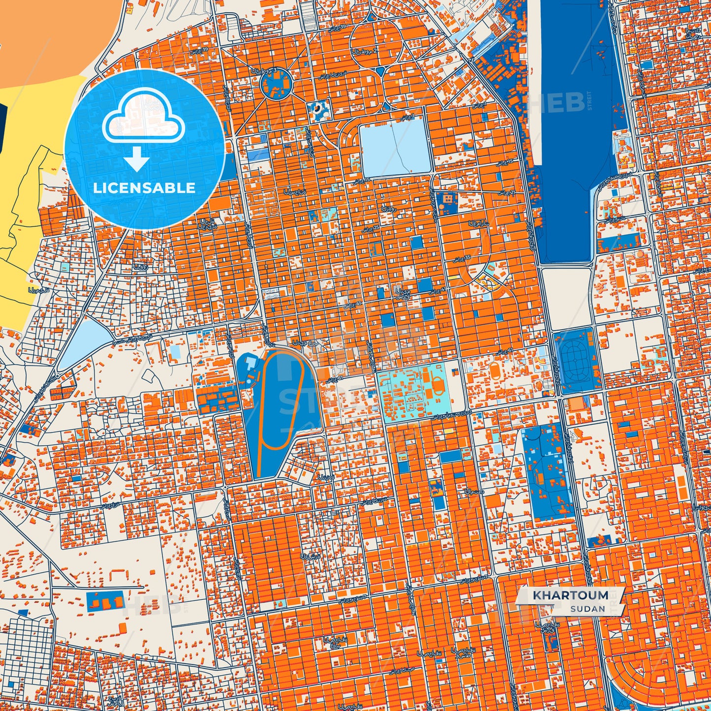 Canvas Print Template of Khartoum Street Map