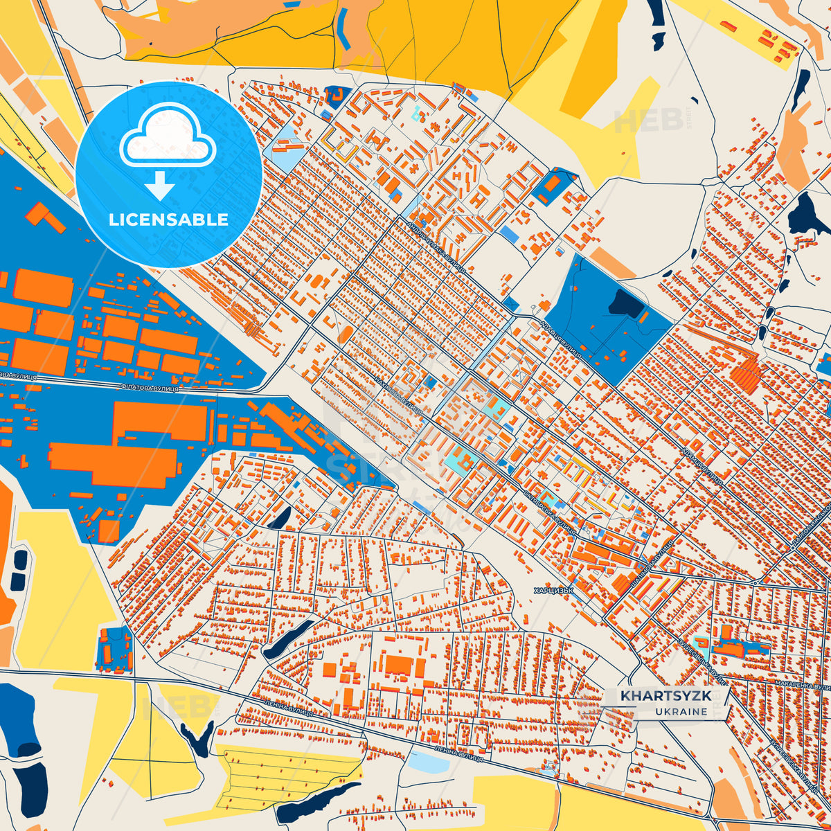 Canvas Print Template of Khartsyzk Street Map