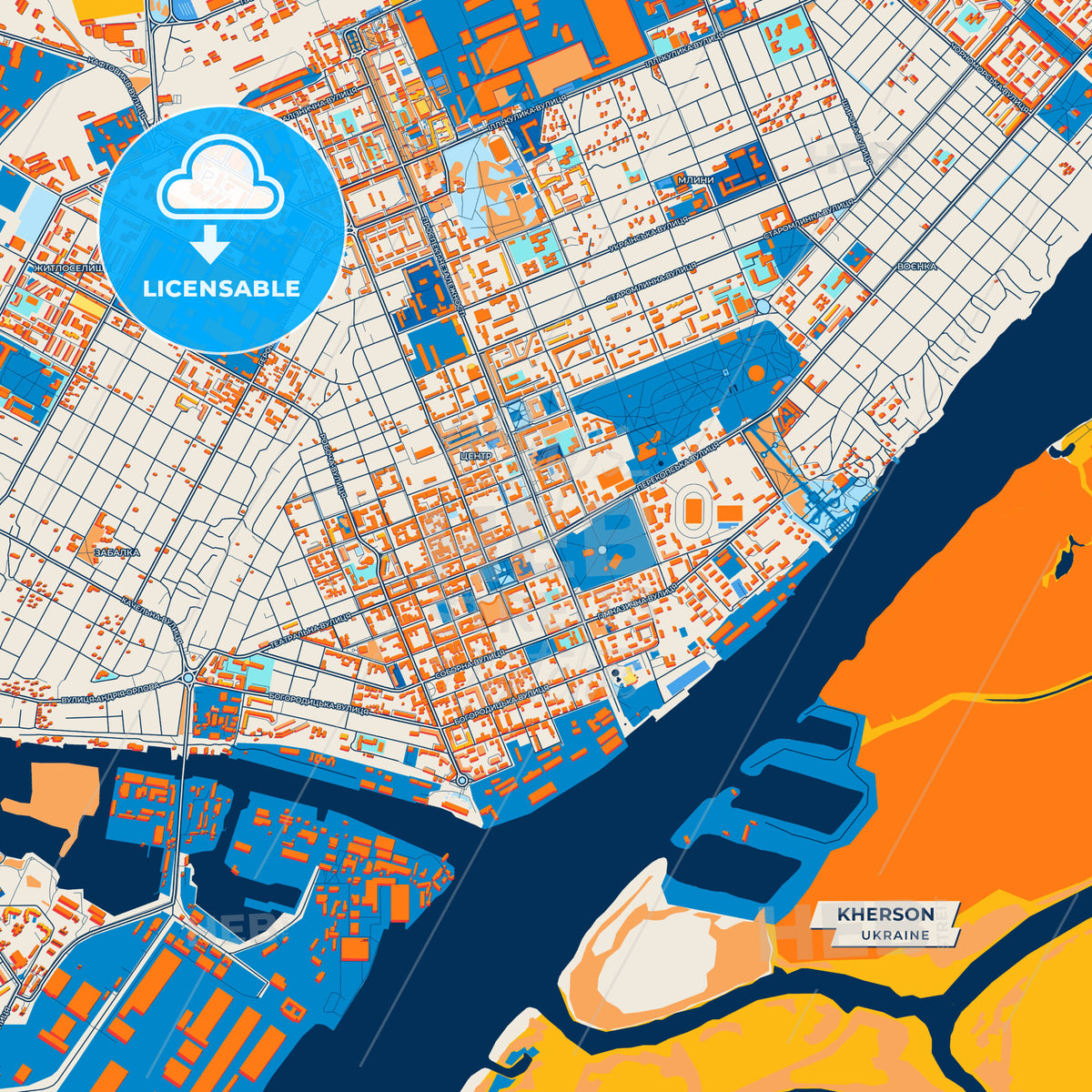 Canvas Print Template of Kherson Street Map