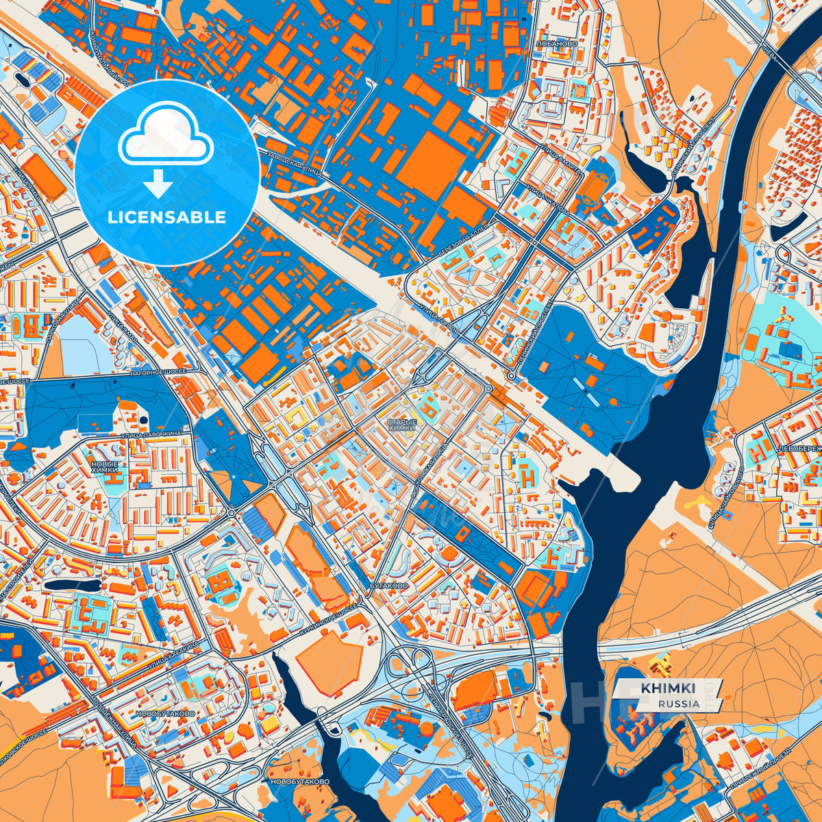 Canvas Print Template of Khimki Street Map