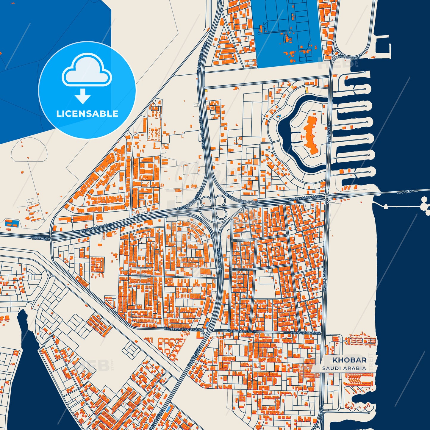 Canvas Print Template of Khobar Street Map