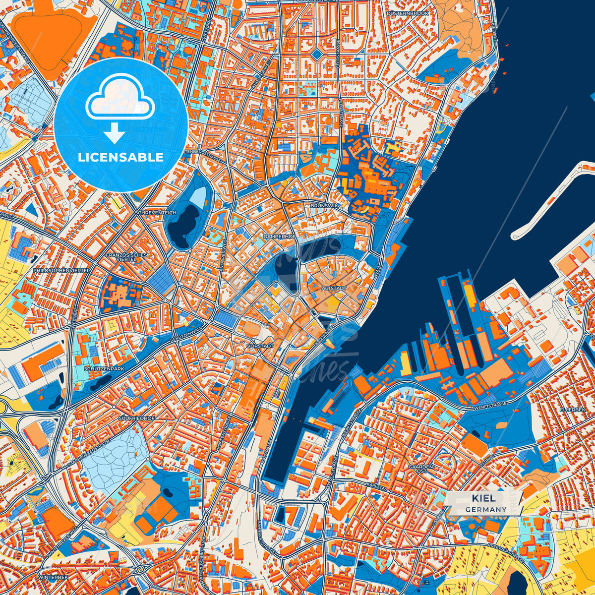 Canvas Print Template of Kiel Street Map
