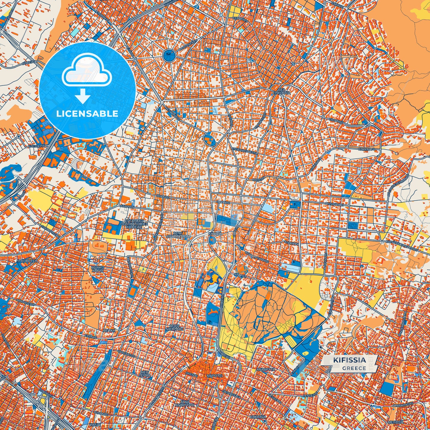 Canvas Print Template of Kifissia Street Map