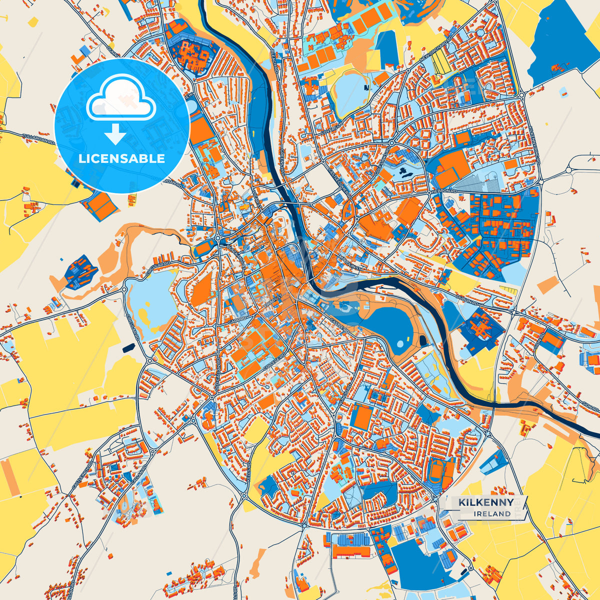 Canvas Print Template of Kilkenny Street Map