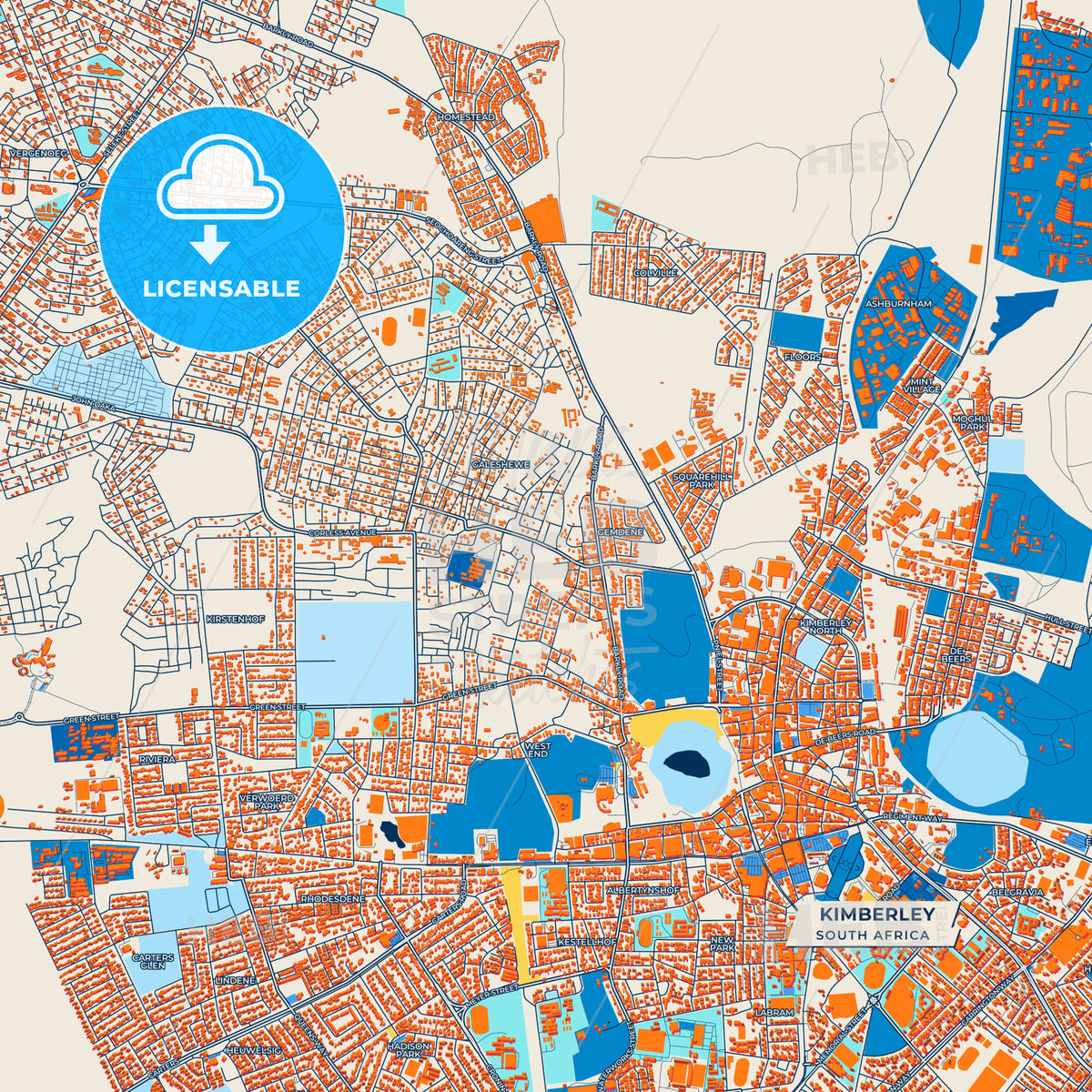 Canvas Print Template of Kimberley Street Map