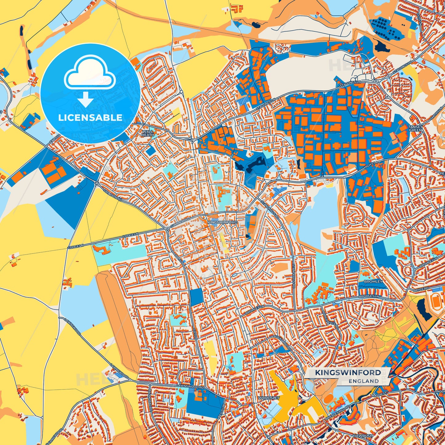 Canvas Print Template of Kingswinford Street Map