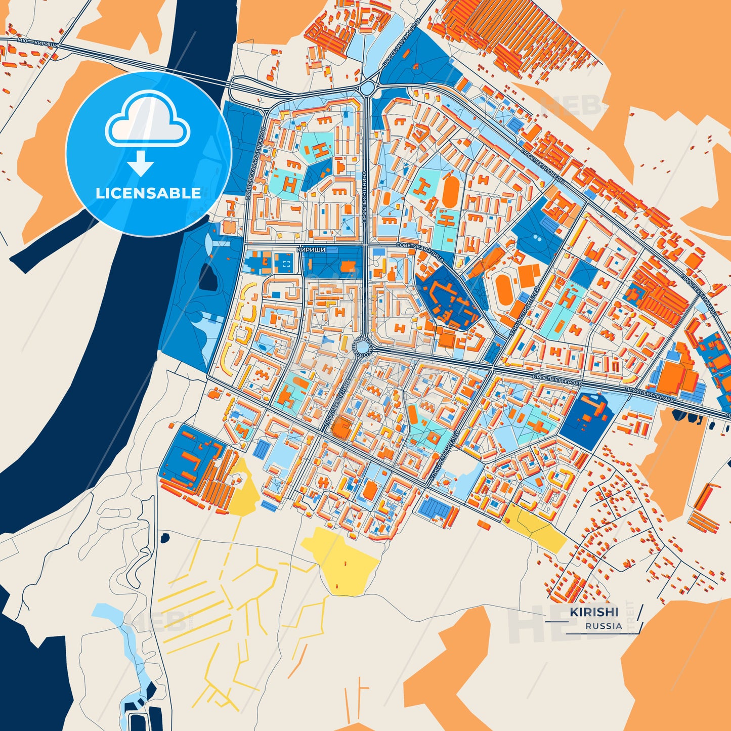 Canvas Print Template of Kirishi Street Map
