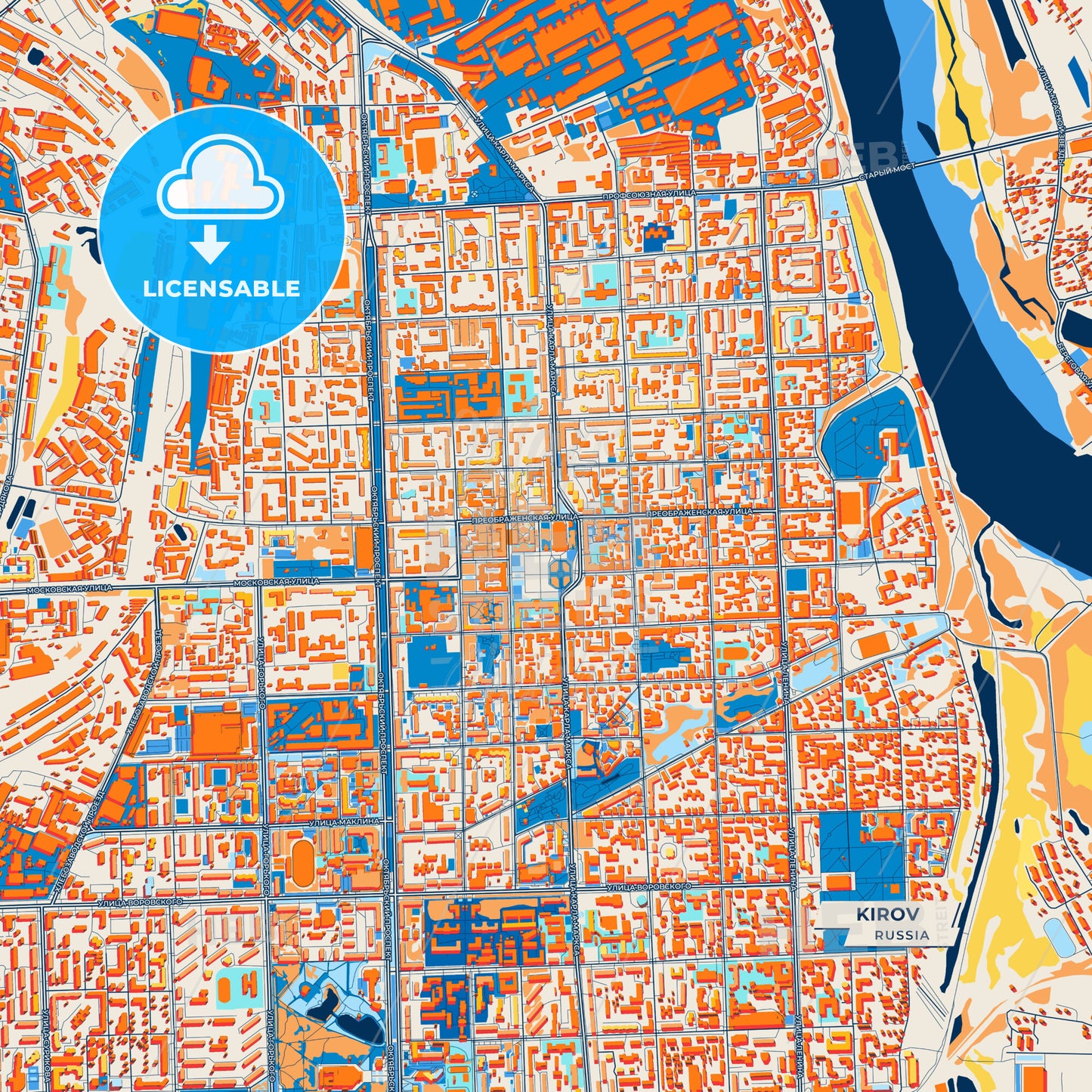 Canvas Print Template of Kirov Street Map