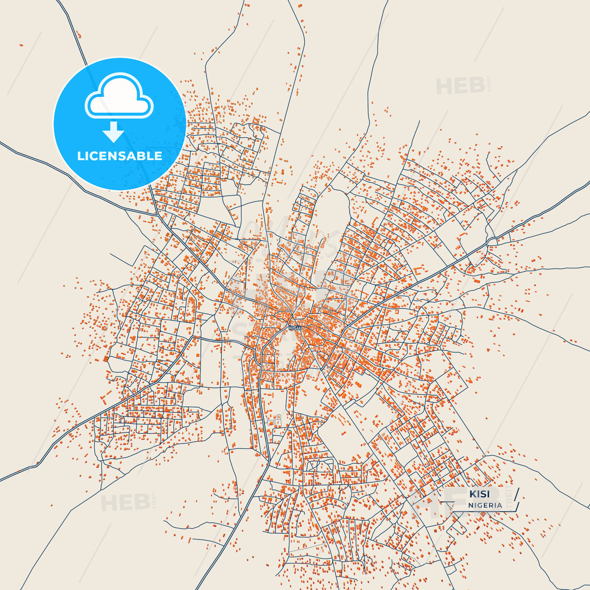 Canvas Print Template of Kisi Street Map